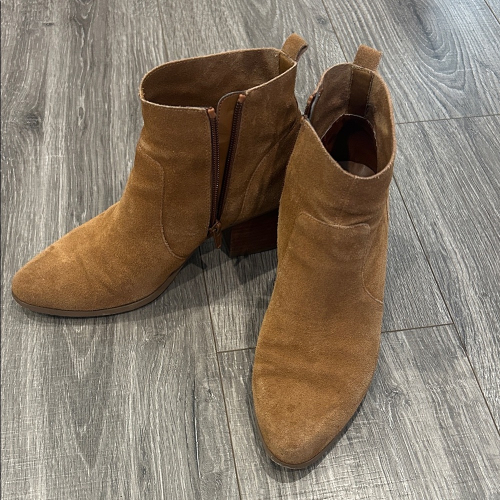 Crown Vintage Suede Ankle Booties in Tan Brown